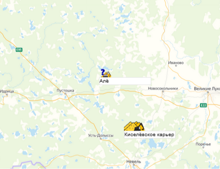 Алё карьер на карте