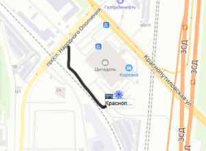 схема  проезда к снегоплавильному  пункту на Краснопутиловской 