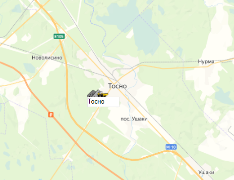 площадка нерудных в Тосно на карте