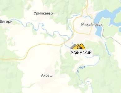 карьер Уфимский на карте