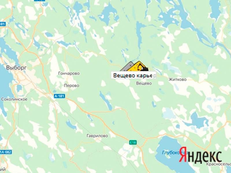 карьер Вещево на карте