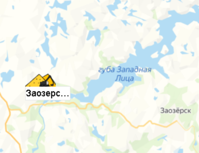Месторождение Заозерское на карте